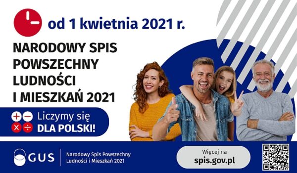 NARODOWY SPIS POWSZECHNY LUDNOŚCI I MIESZKAŃ 2021 - plakat informacyjny