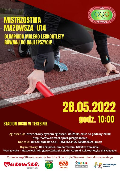 Mistrzostwa Mazowsza U14 w lekkiej atletyce w Teresinie_plakat
