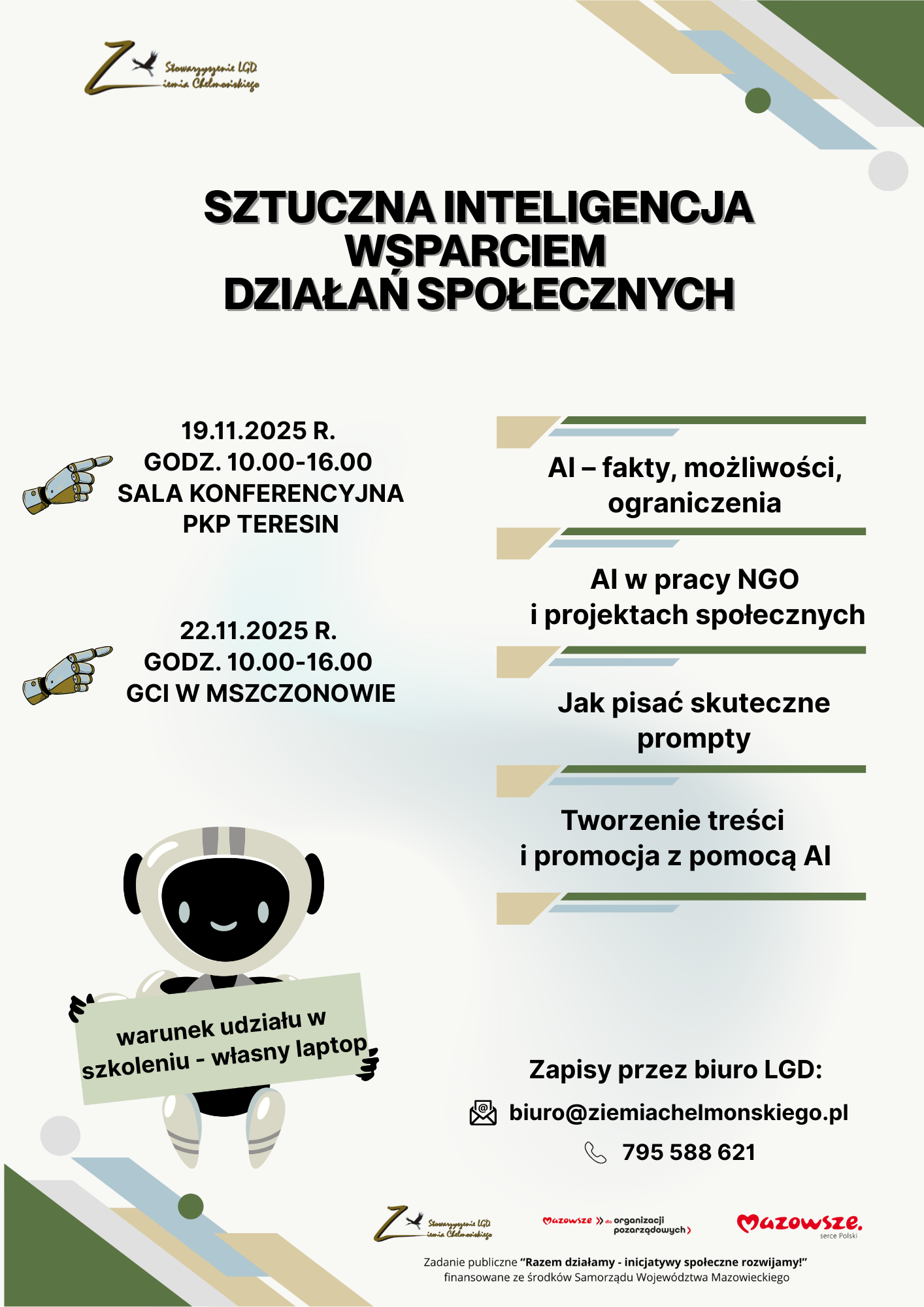 Zapraszamy na szkolenie „Sztuczna inteligencja wsparciem działań społecznych”